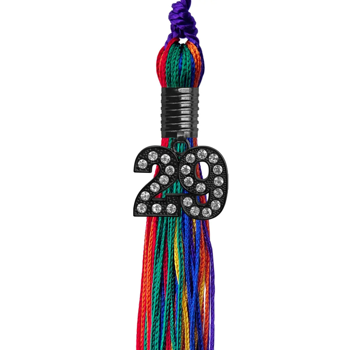 Rainbow Graduation Tassel with Black Bling Charm by Endea Graduation