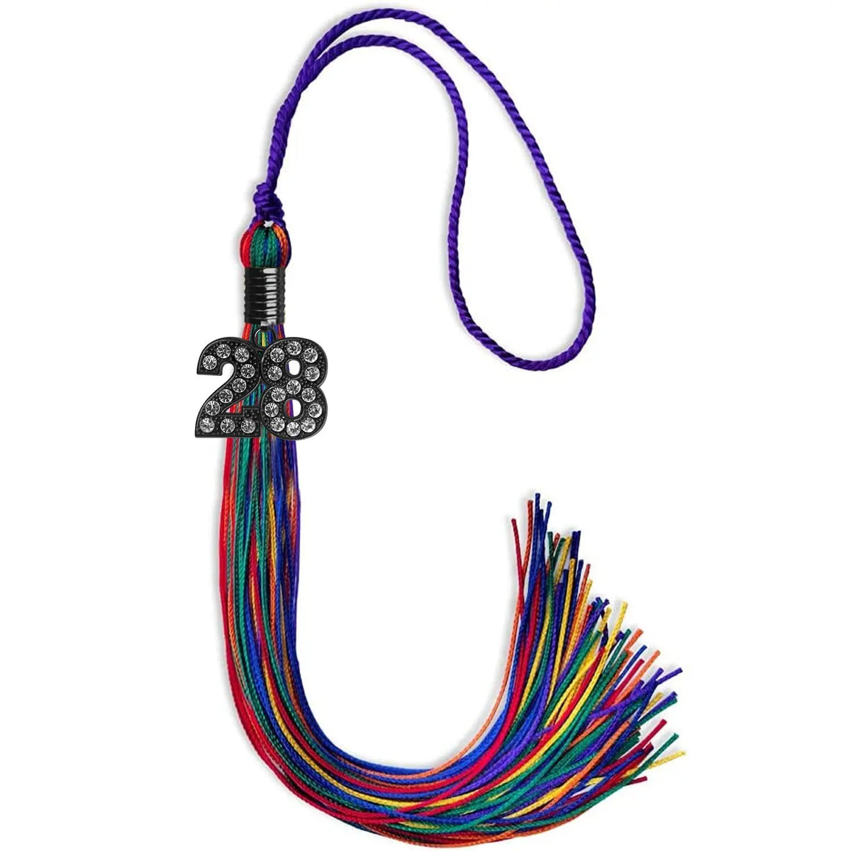 Rainbow Graduation Tassel with Black Bling Charm by Endea Graduation