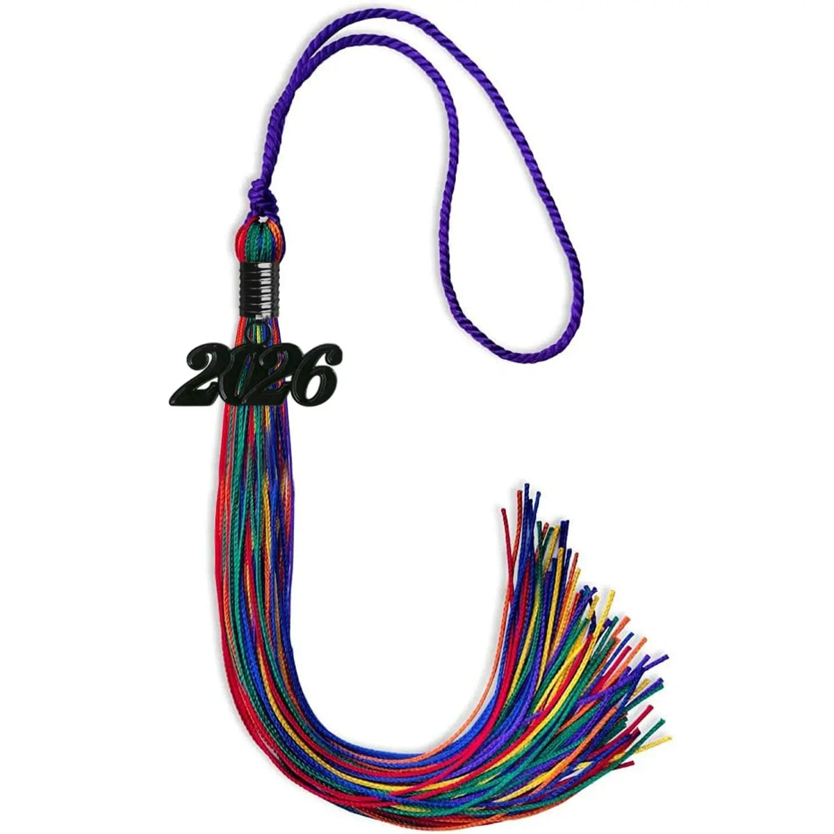 Rainbow Graduation Tassel with Black Date Drop by Endea Graduation