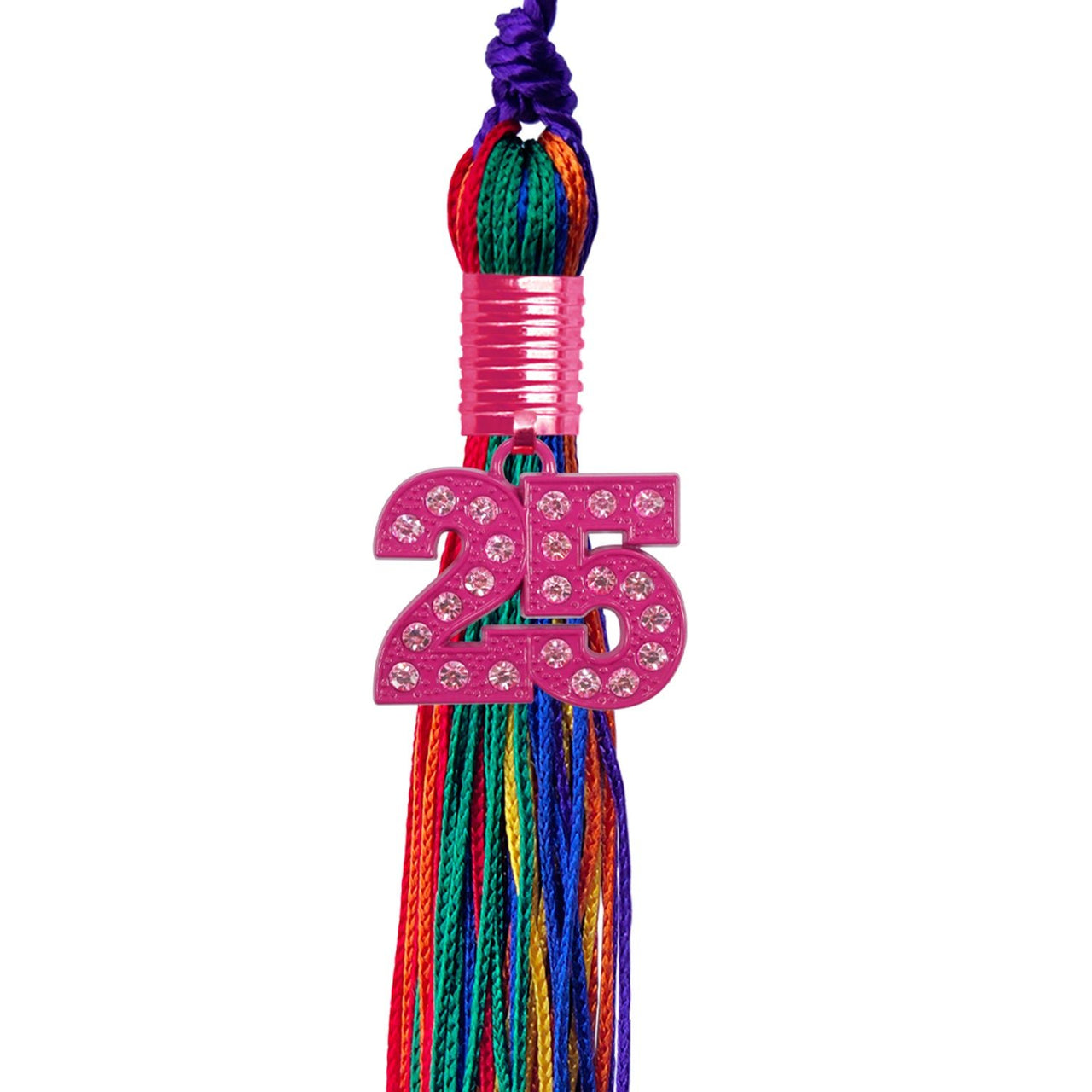 Rainbow Graduation Tassel with Pink Bling Charm - Endea Graduation