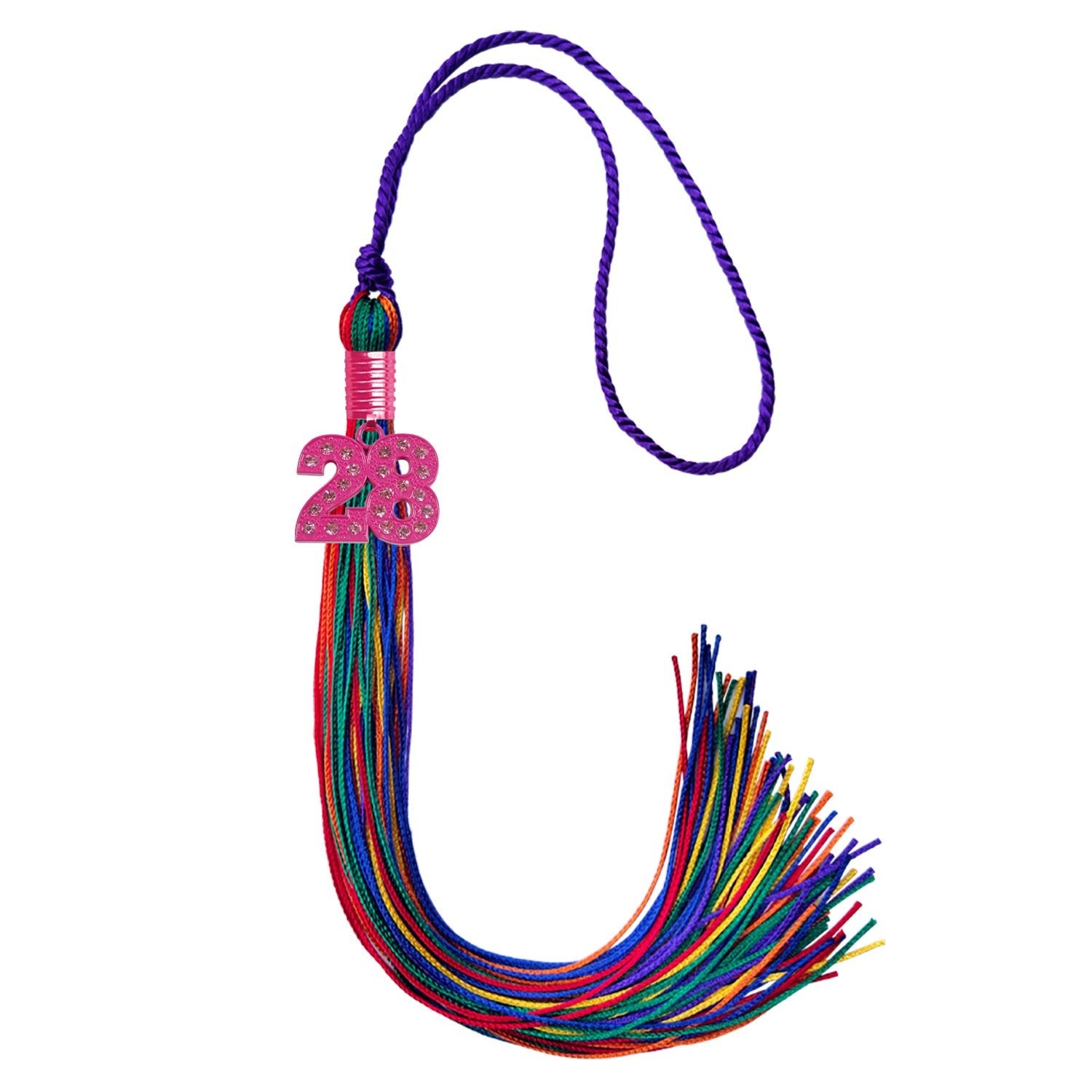 Rainbow Graduation Tassel with Pink Bling Charm - Endea Graduation