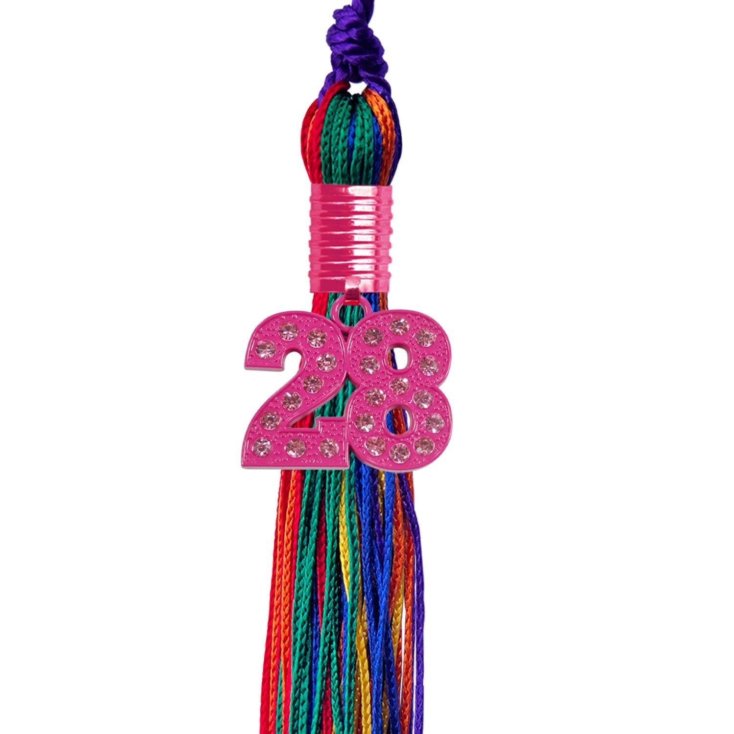 Rainbow Graduation Tassel with Pink Bling Charm - Endea Graduation