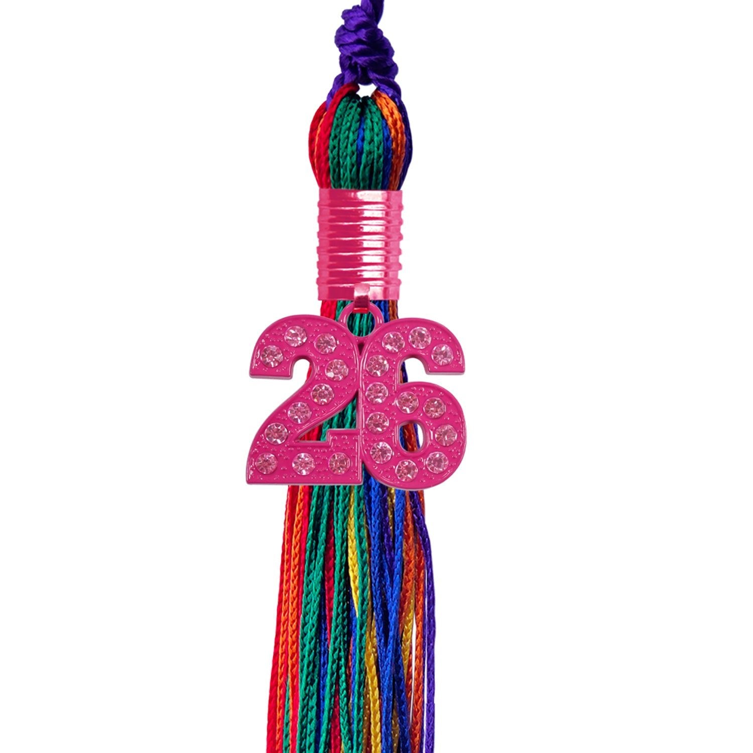 Rainbow Graduation Tassel with Pink Bling Charm - Endea Graduation