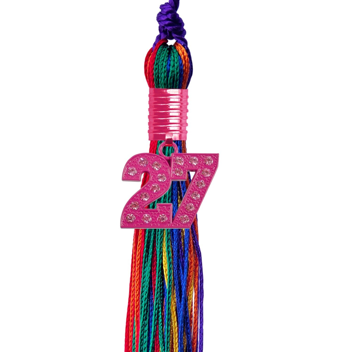 Rainbow Graduation Tassel with Pink Bling Charm - Endea Graduation