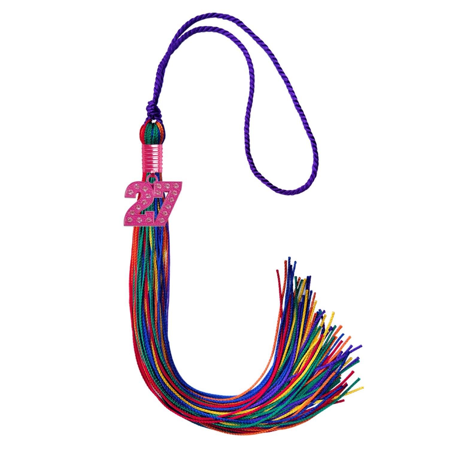 Rainbow Graduation Tassel with Pink Bling Charm - Endea Graduation