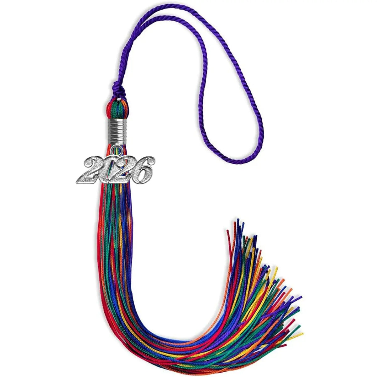 Rainbow Graduation Tassel with Silver Date Drop by Endea Graduation
