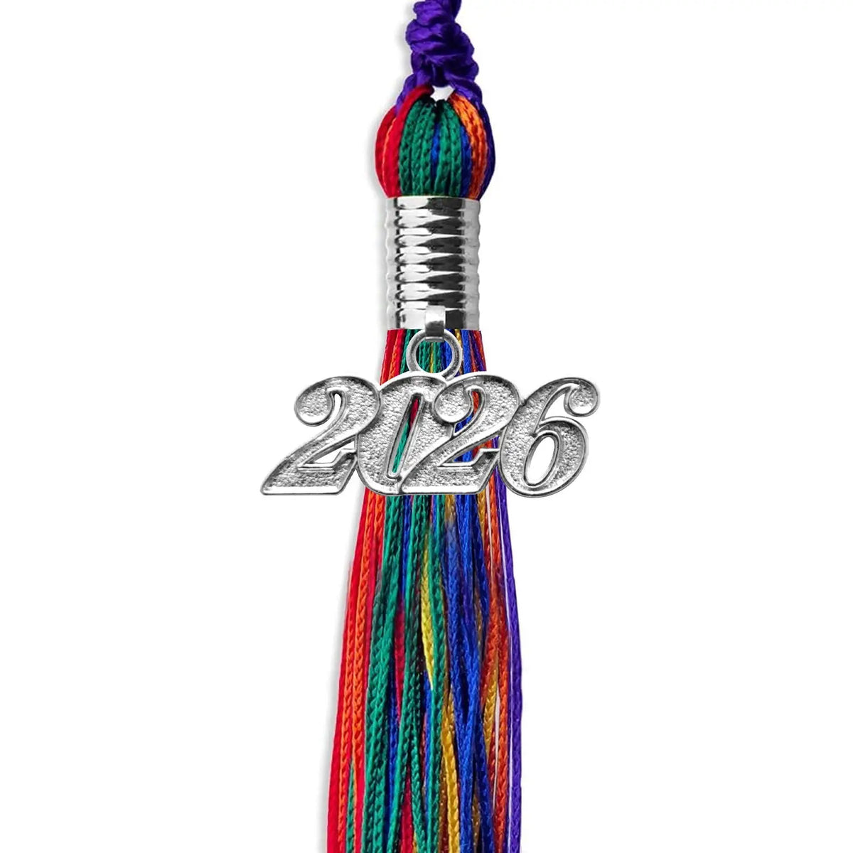 Rainbow Graduation Tassel with Silver Date Drop by Endea Graduation