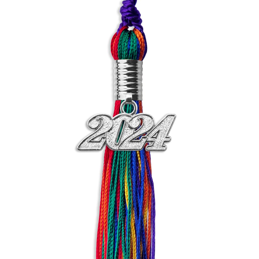 Rainbow Graduation Tassel with Silver Date Drop - Endea Graduation