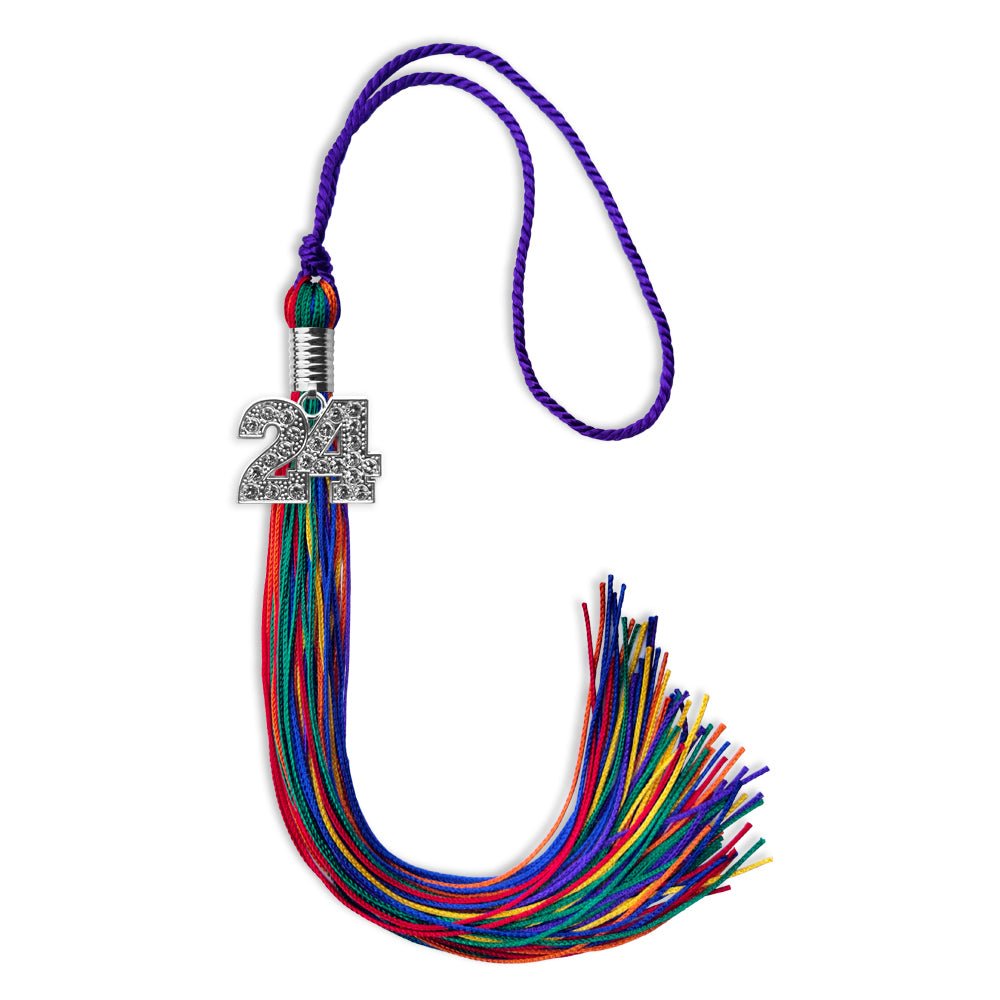 Rainbow Graduation Tassel with Silver Date Drop - Endea Graduation