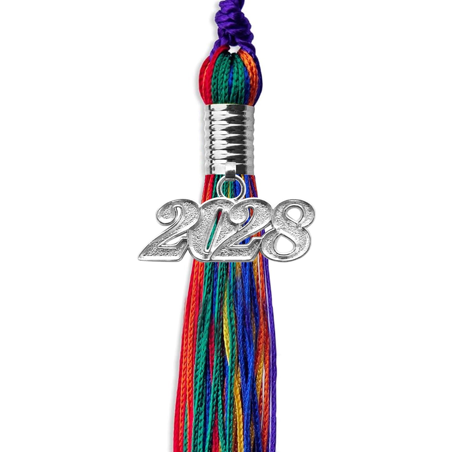 Rainbow Graduation Tassel with Silver Date Drop - Endea Graduation