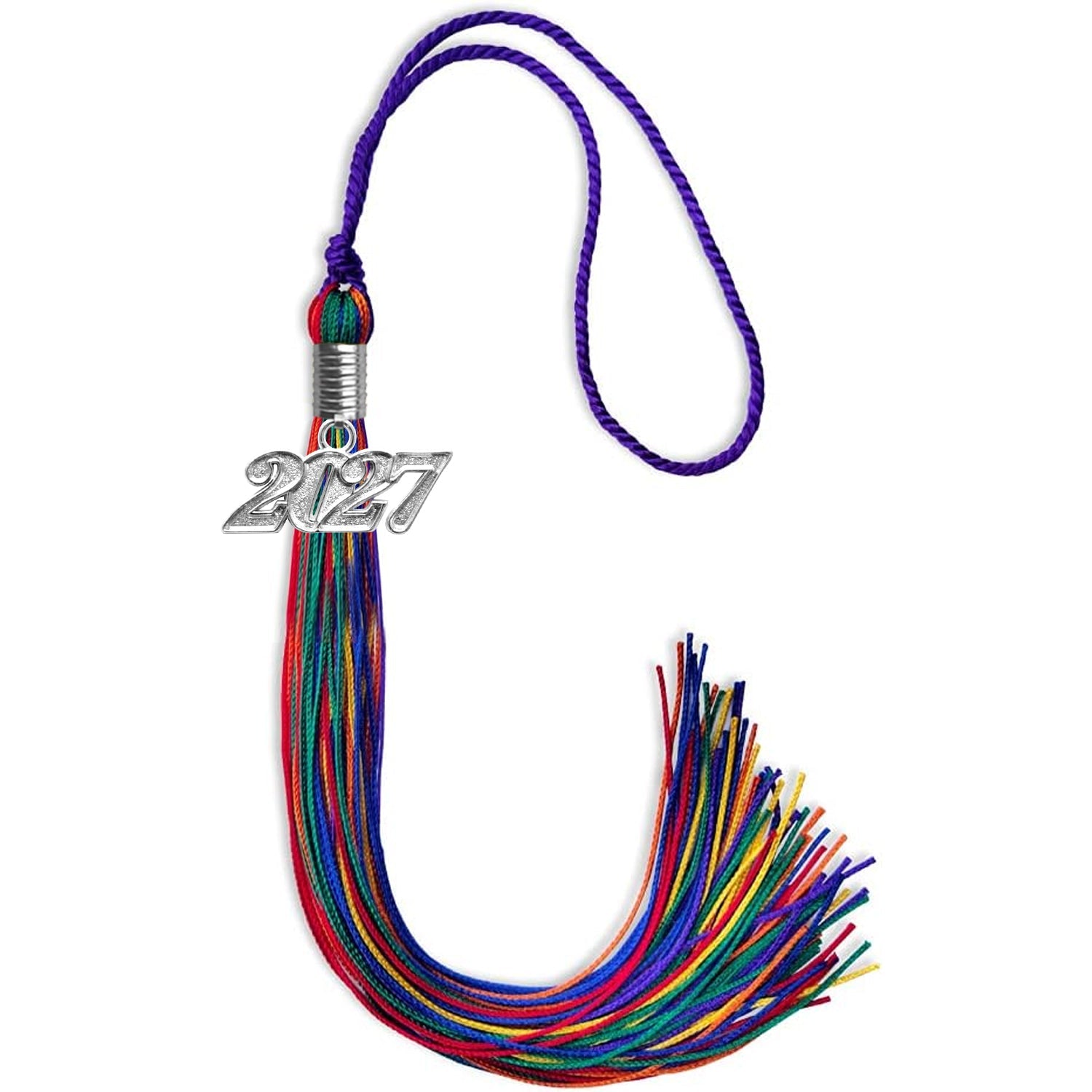 Rainbow Graduation Tassel with Silver Date Drop - Endea Graduation