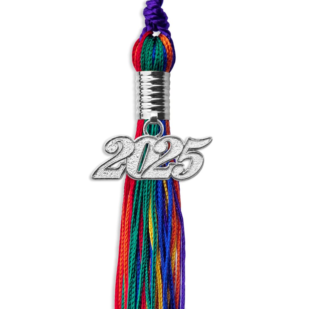 Rainbow Graduation Tassel with Silver Date Drop - Endea Graduation