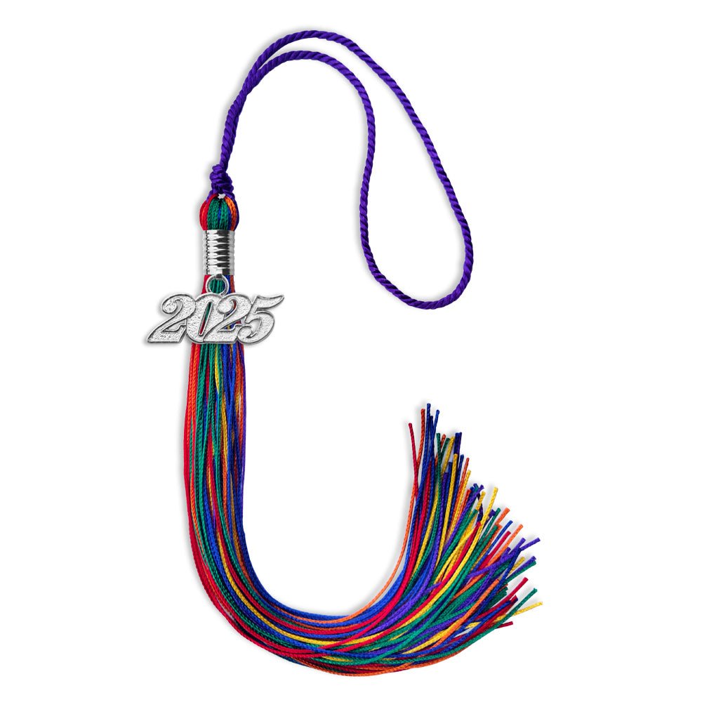 Rainbow Graduation Tassel with Silver Date Drop - Endea Graduation