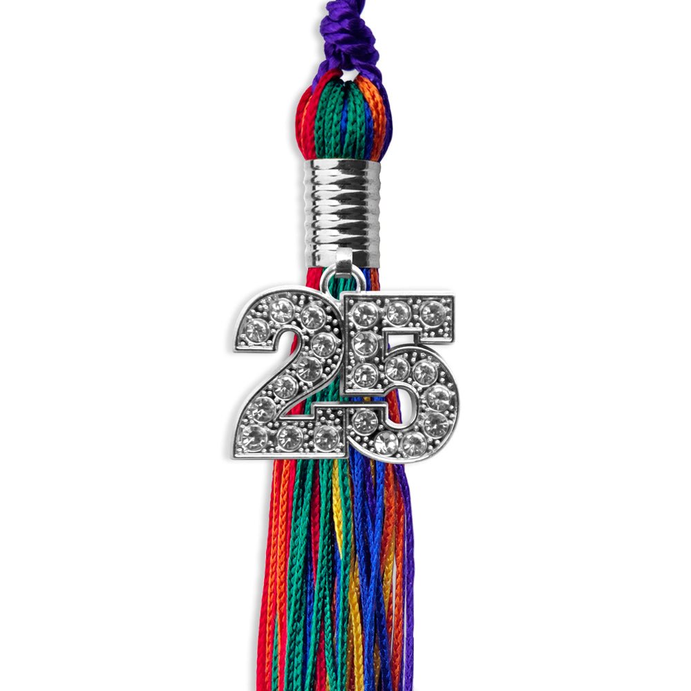 Rainbow Graduation Tassel with Silver Date Drop - Endea Graduation