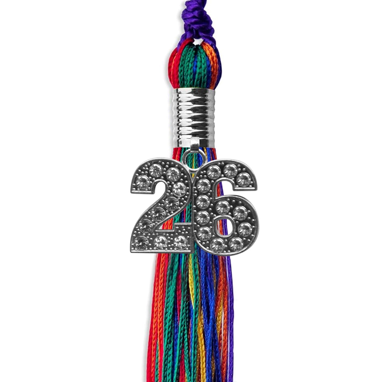 Rainbow Graduation Tassel with Silver Date Drop - Endea Graduation