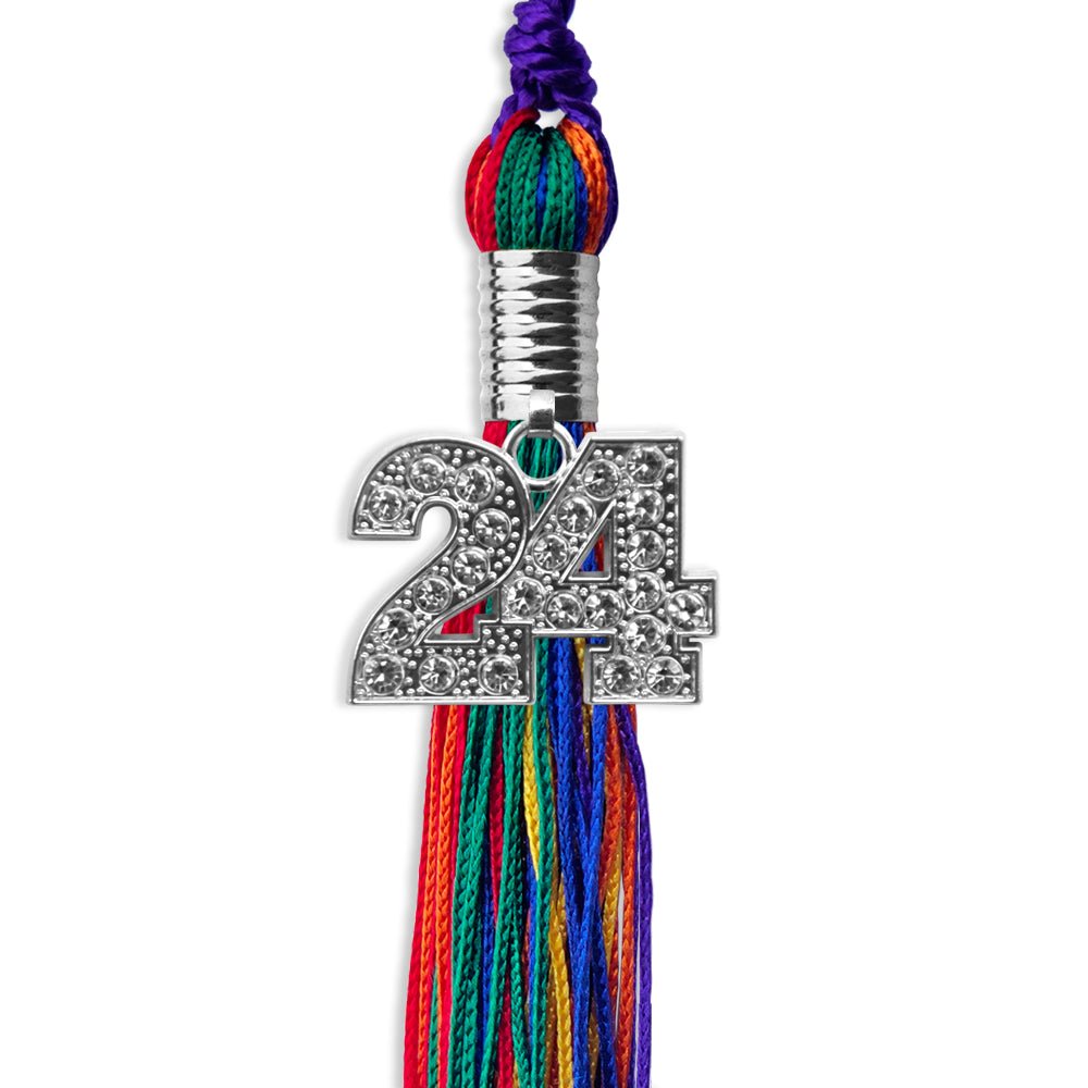 Rainbow Graduation Tassel with Silver Date Drop - Endea Graduation