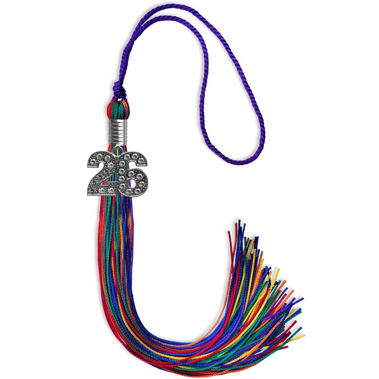 Rainbow Graduation Tassel with Silver Date Drop - Endea Graduation