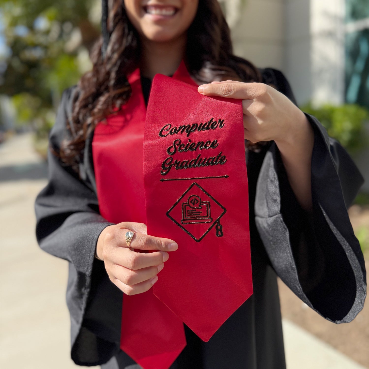 Red Computer Science Graduate Stole/Sash with Classic Tips - Endea Graduation