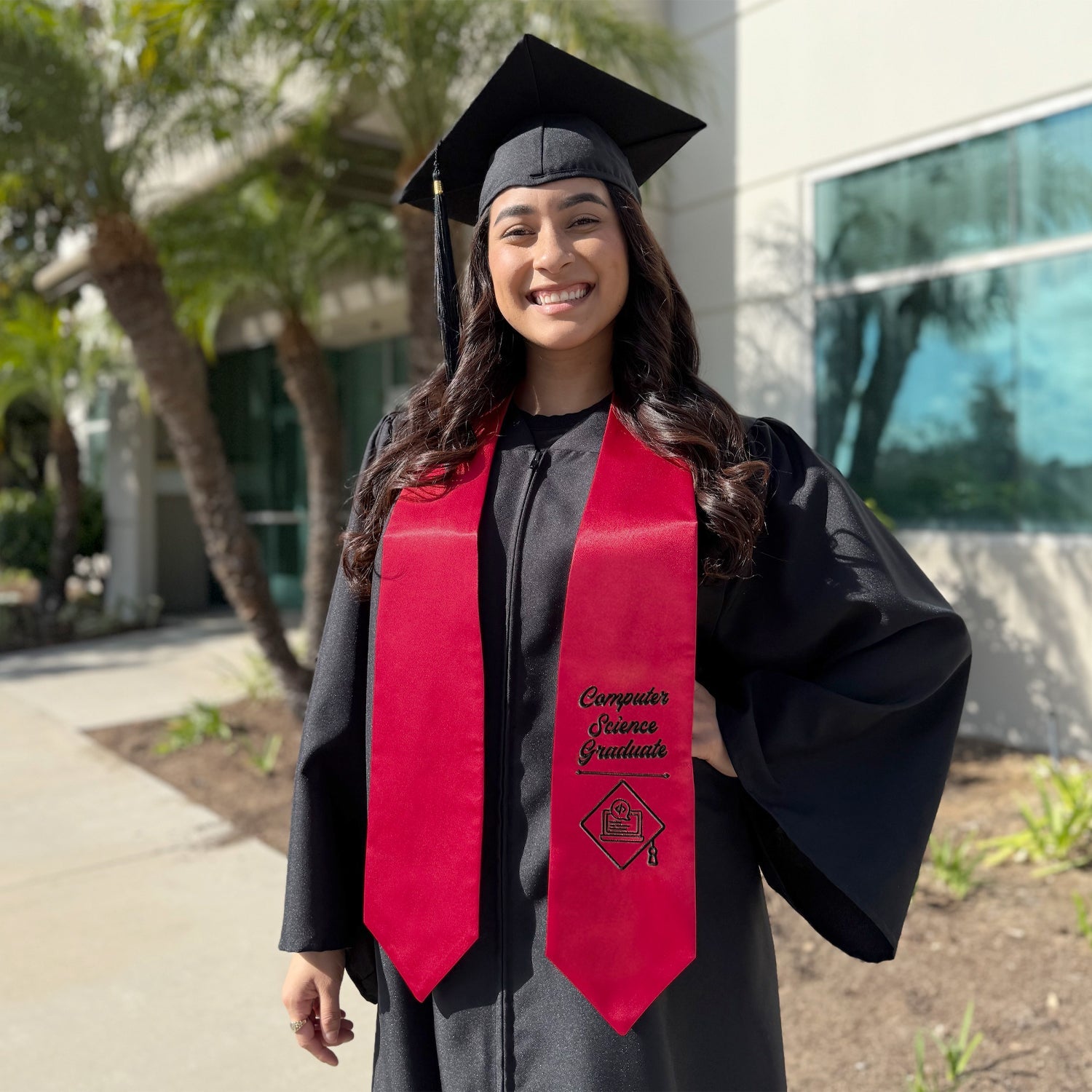 Red Computer Science Graduate Stole/Sash with Classic Tips - Endea Graduation