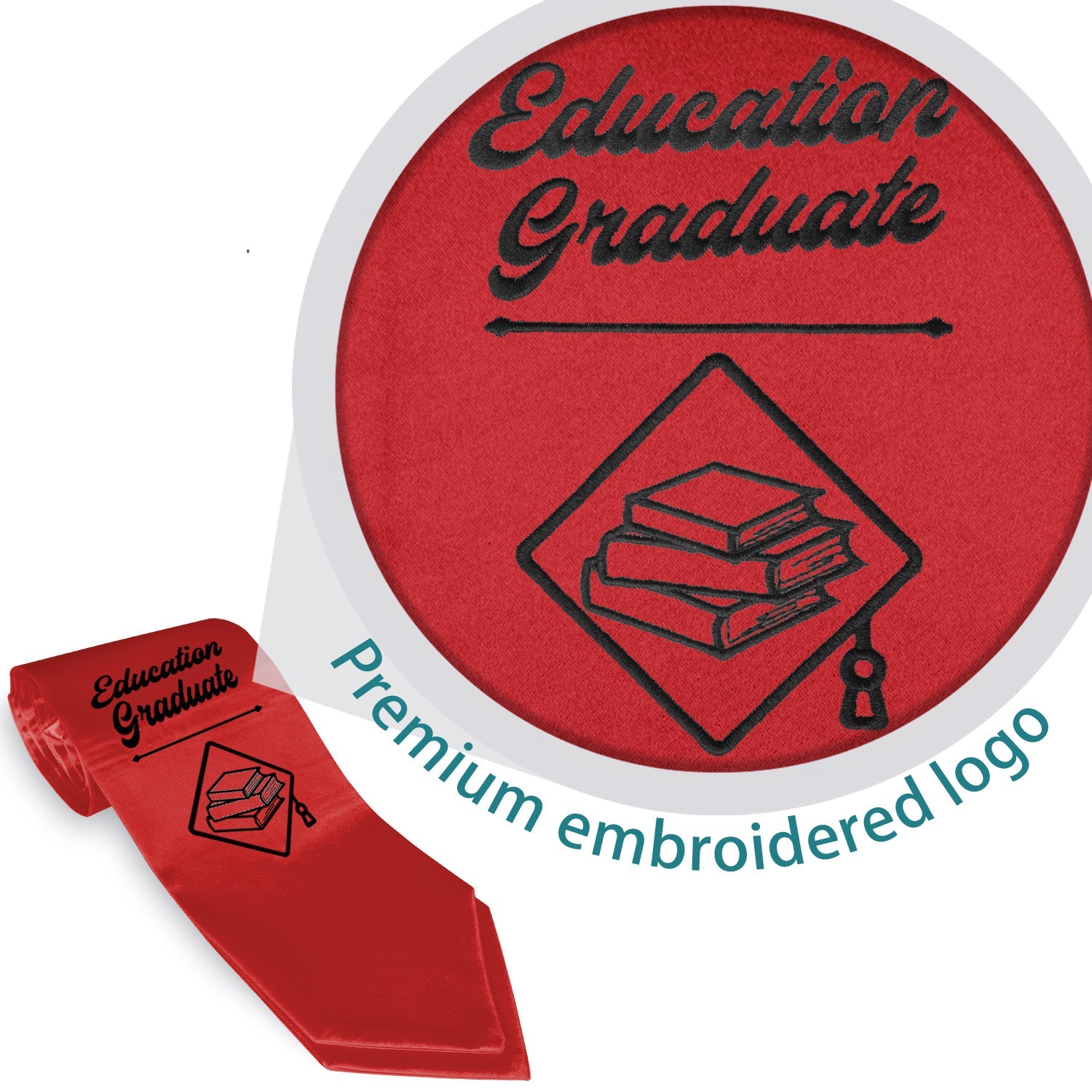 Red Education Graduate Stole/Sash with Classic Tips - Endea Graduation