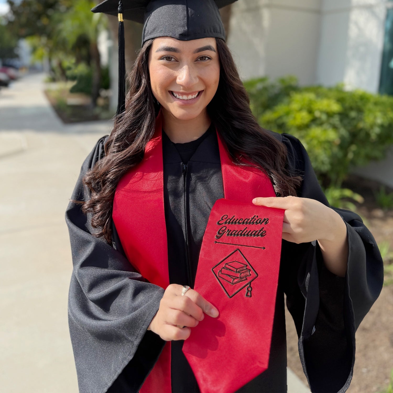 Red Education Graduate Stole/Sash with Classic Tips - Endea Graduation