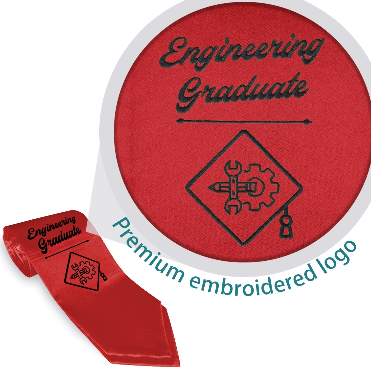 Red Engineering Graduate Stole/Sash with Classic Tips - Endea Graduation