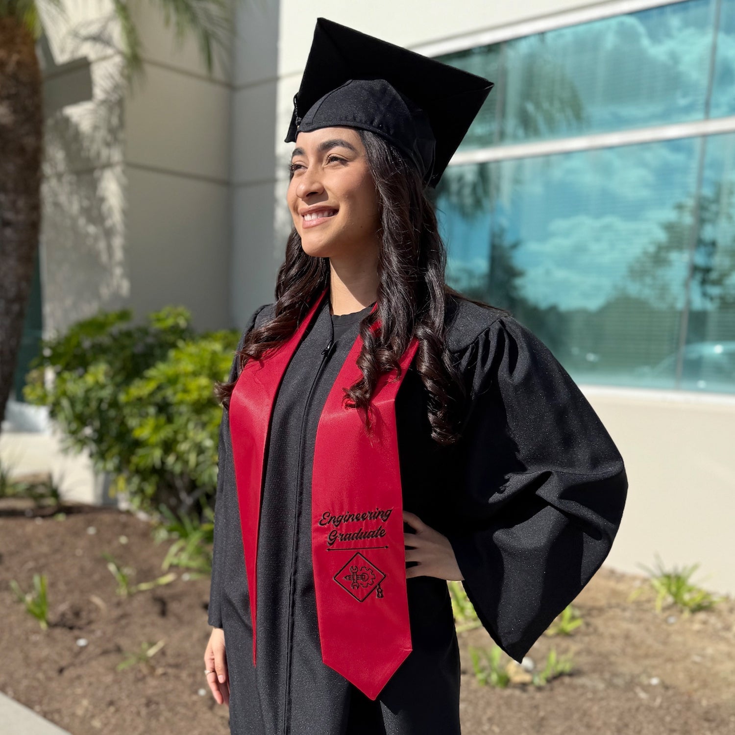 Red Engineering Graduate Stole/Sash with Classic Tips - Endea Graduation