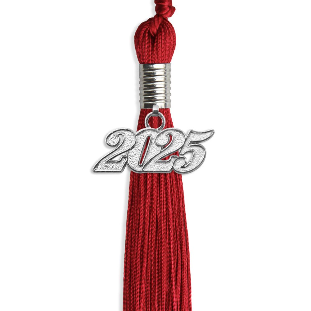 Red Graduation Tassel with Silver Date Drop - Endea Graduation