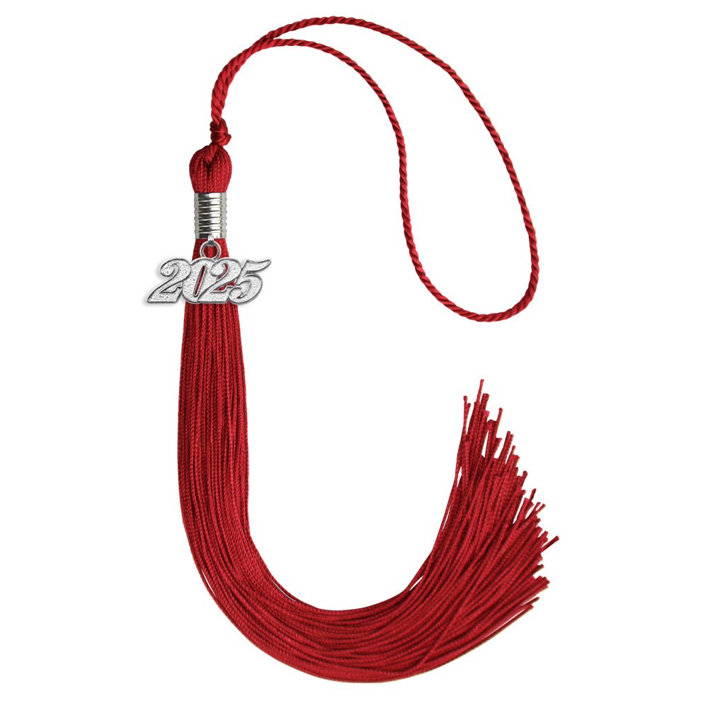 Red Graduation Tassel with Silver Date Drop - Endea Graduation