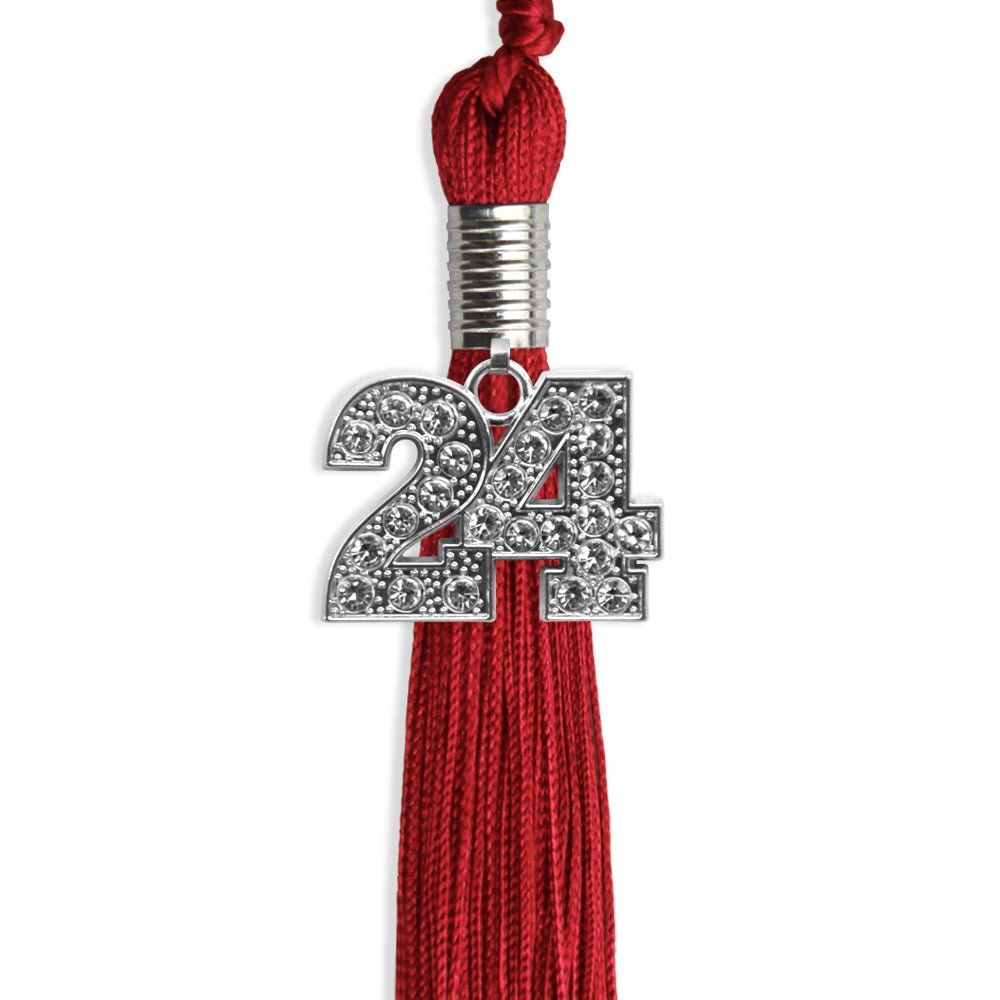 Red Graduation Tassel with Silver Date Drop - Endea Graduation