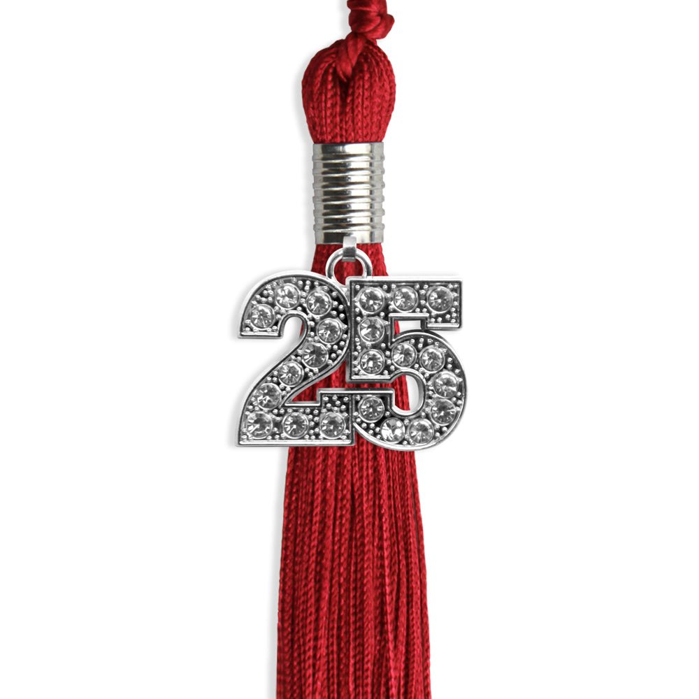 Red Graduation Tassel with Silver Date Drop - Endea Graduation