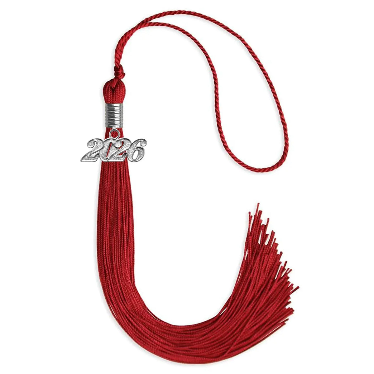 Red Graduation Tassel with Silver Date Drop by Endea Graduation