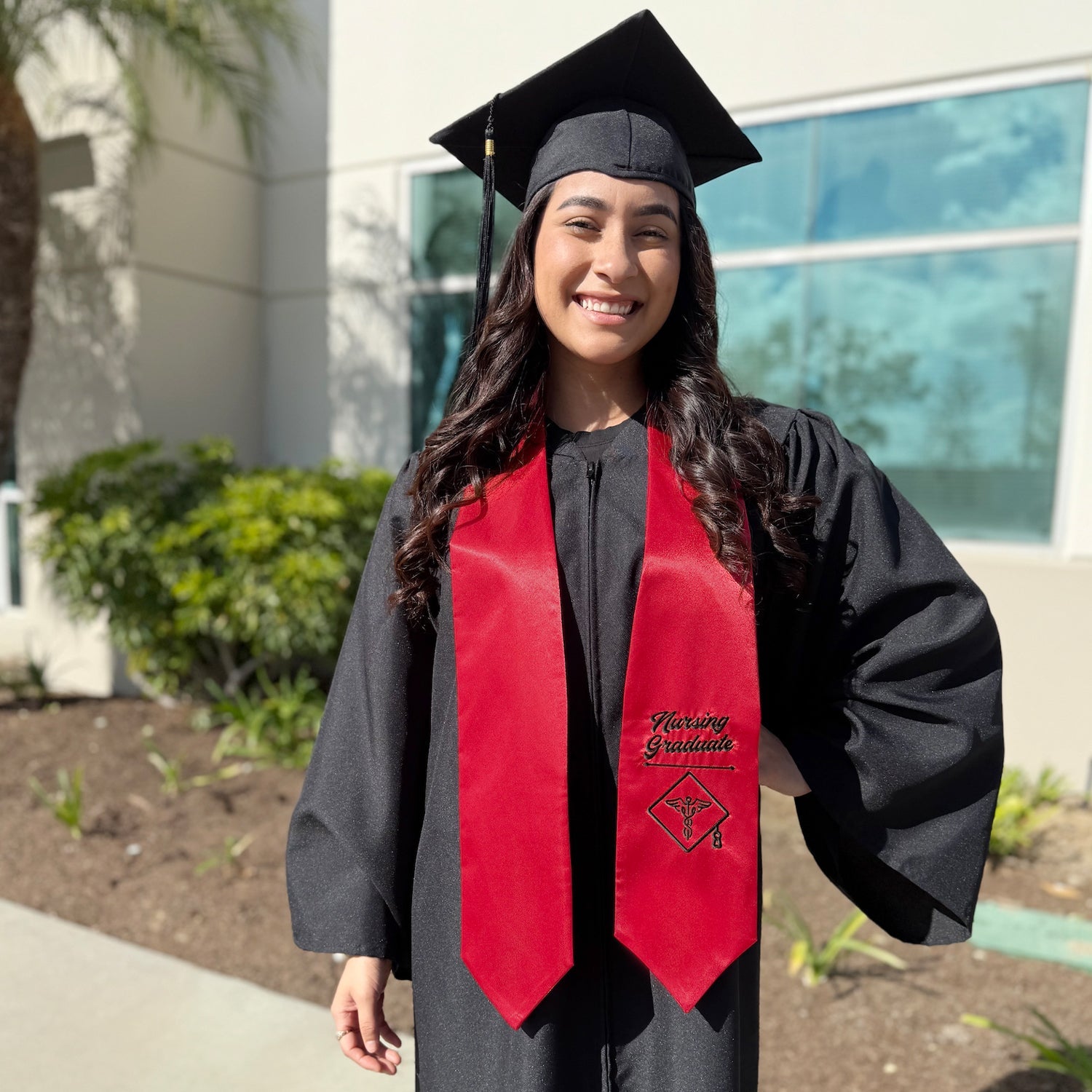 Red Nursing Graduate Stole/Sash with Classic Tips - Endea Graduation