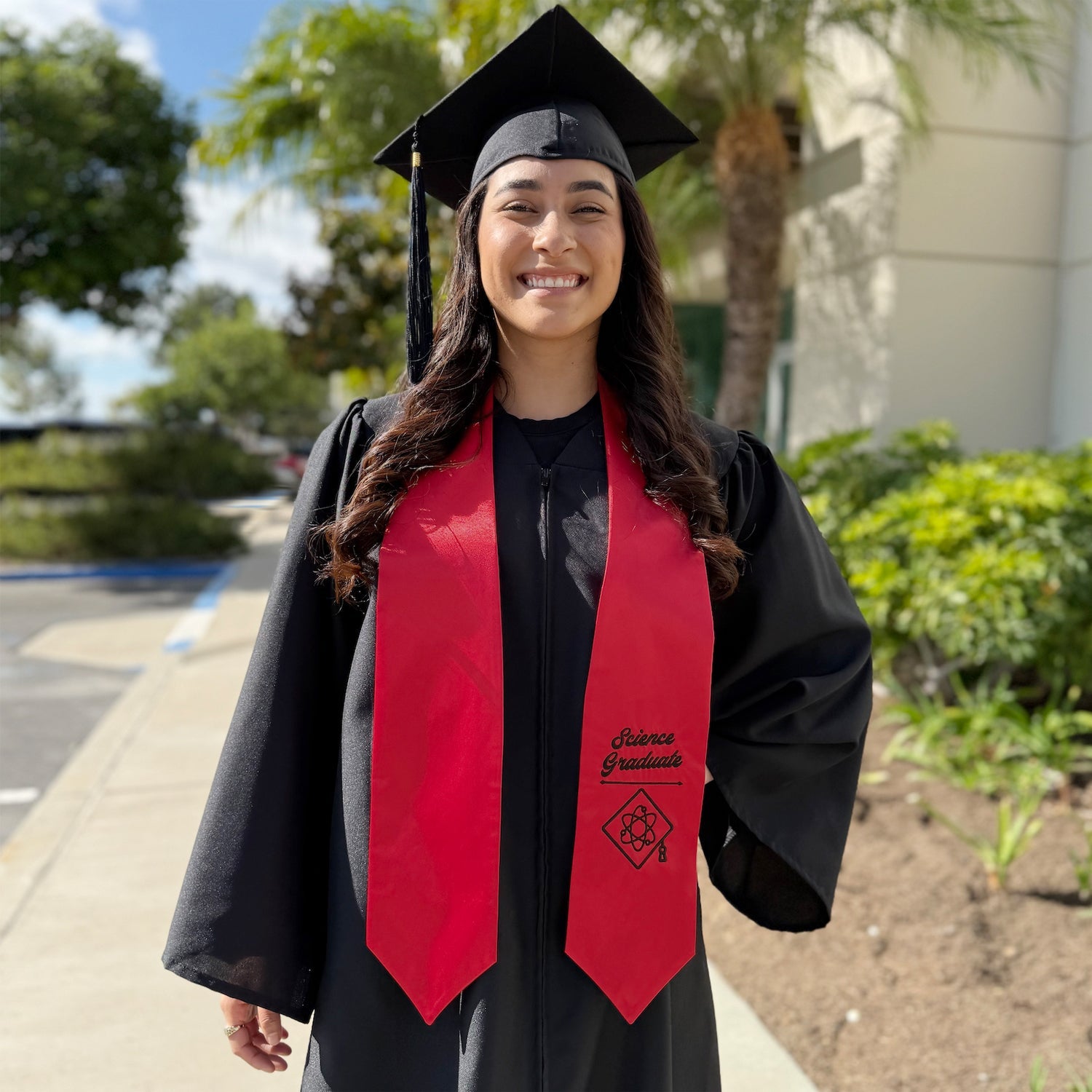 Red Science Graduate Stole/Sash with Classic Tips - Endea Graduation