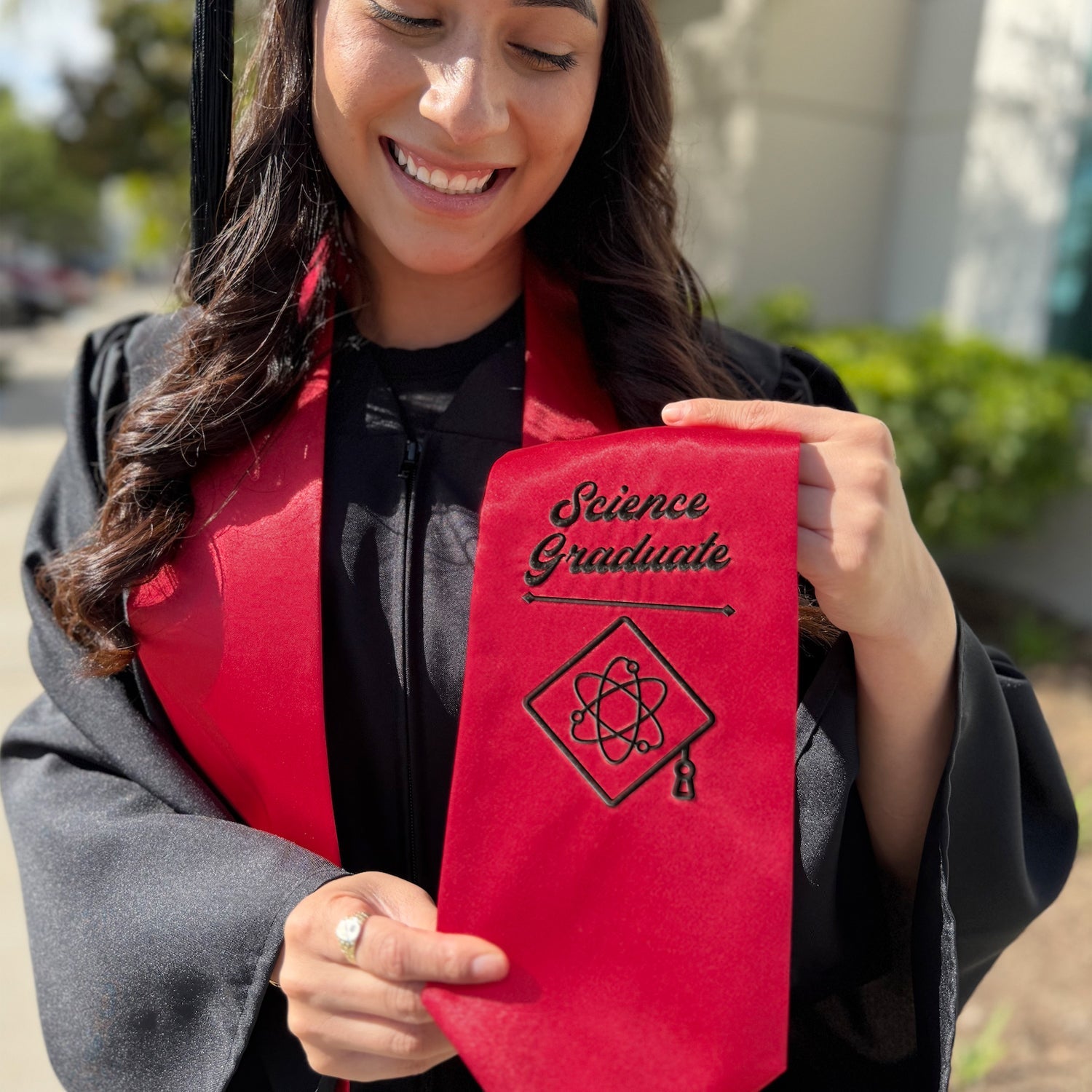 Red Science Graduate Stole/Sash with Classic Tips - Endea Graduation