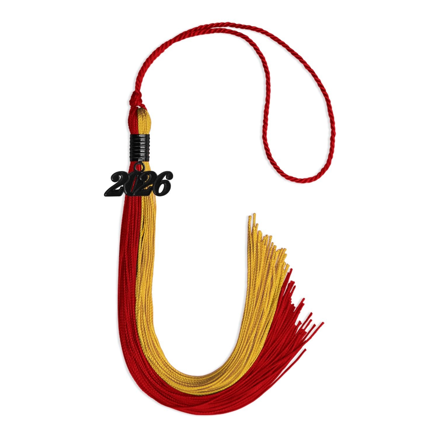 Red/Gold Graduation Tassel with Black Date Drop - Endea Graduation