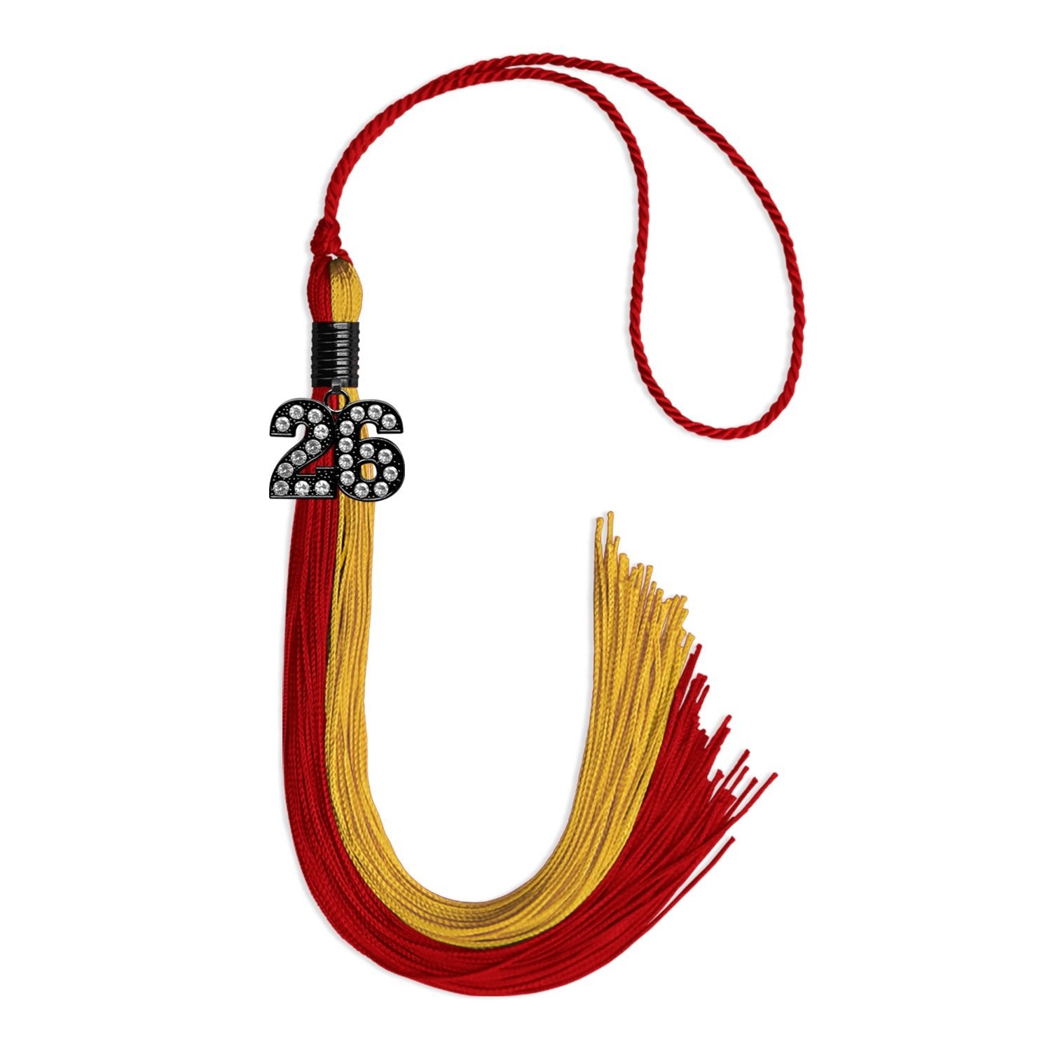 Red/Gold Graduation Tassel with Black Date Drop - Endea Graduation