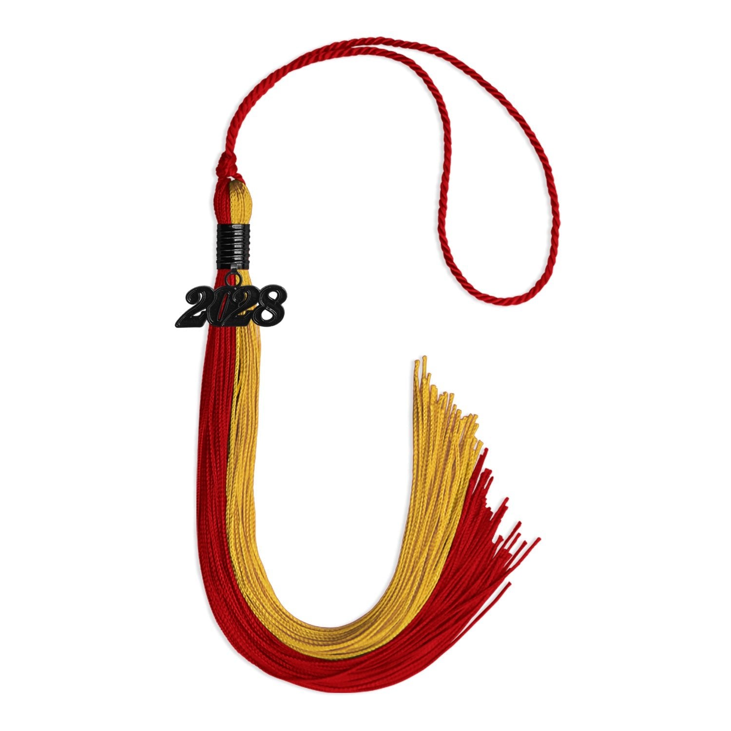 Red/Gold Graduation Tassel with Black Date Drop - Endea Graduation