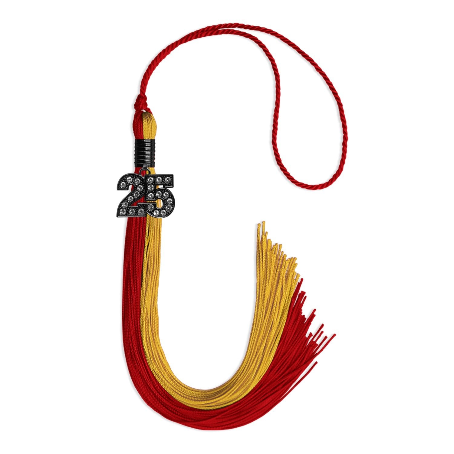 Red/Gold Graduation Tassel with Black Date Drop - Endea Graduation