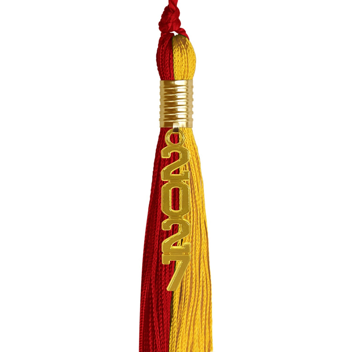 Red/Gold Graduation Tassel with Gold Stacked Date Drop - Endea Graduation