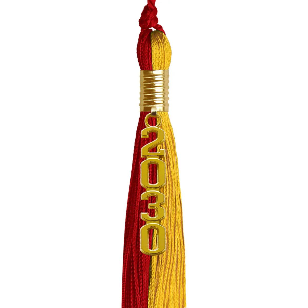 Red/Gold Graduation Tassel with Gold Stacked Date Drop - Endea Graduation