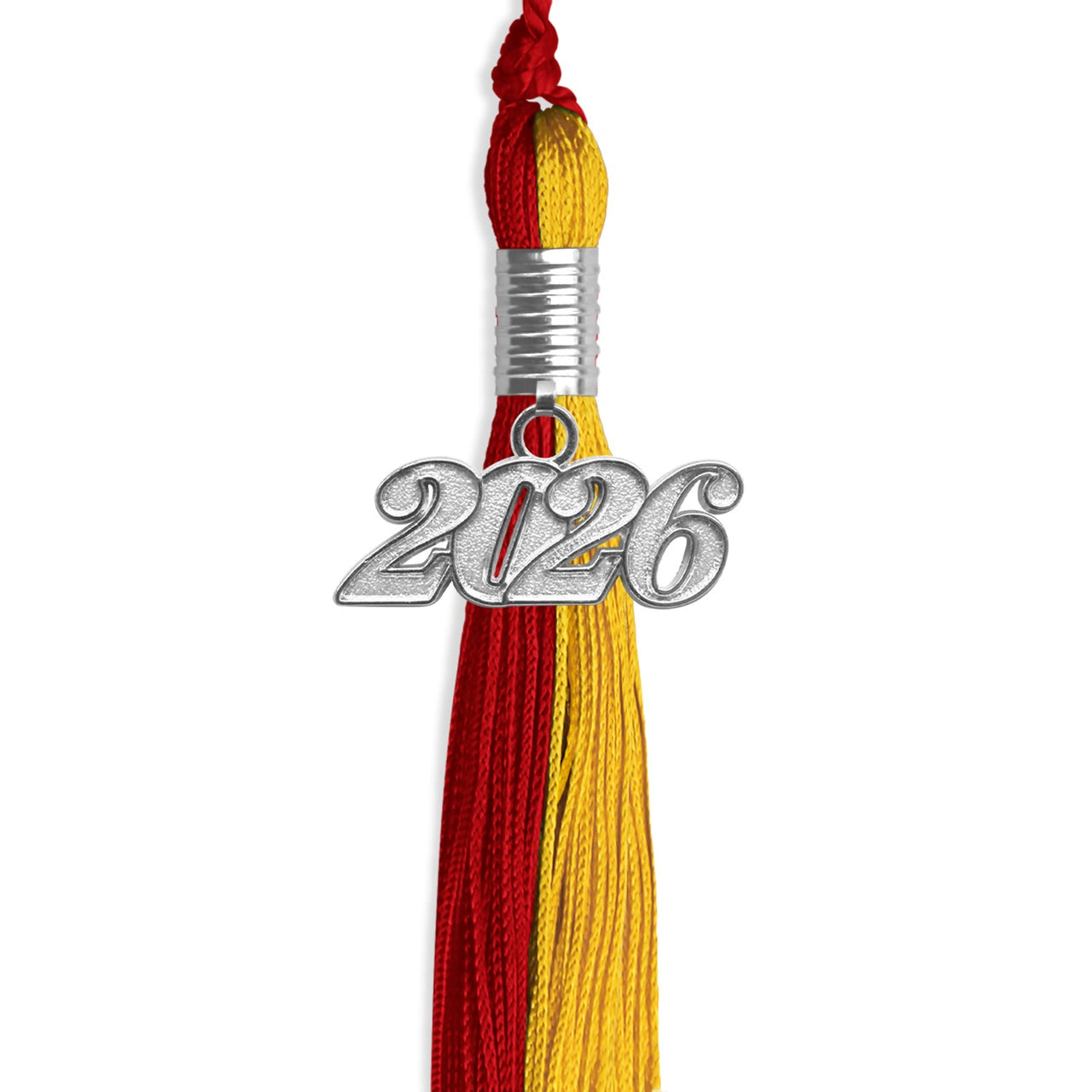 Red/Gold Graduation Tassel with Silver Date Drop - Endea Graduation