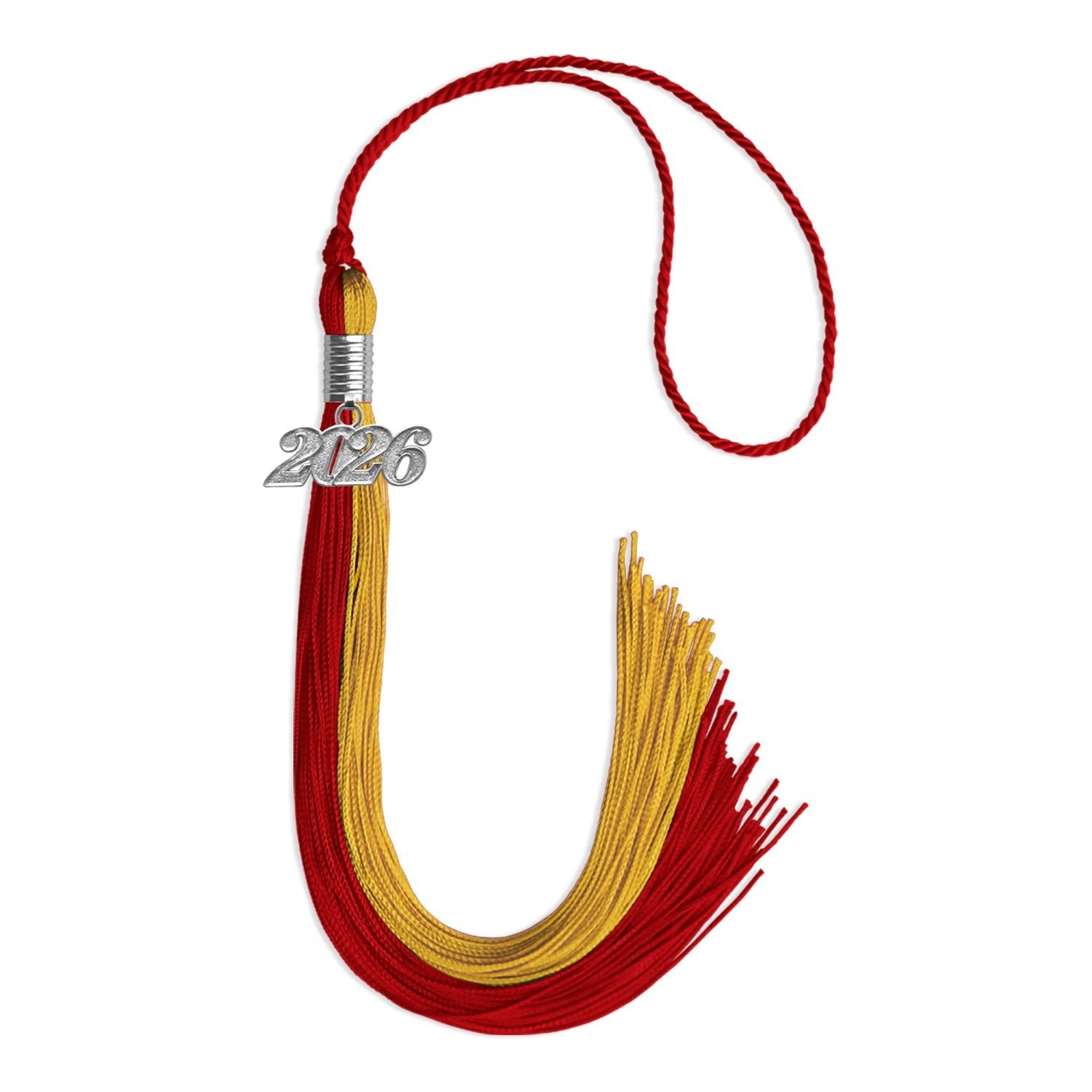 Red/Gold Graduation Tassel with Silver Date Drop - Endea Graduation