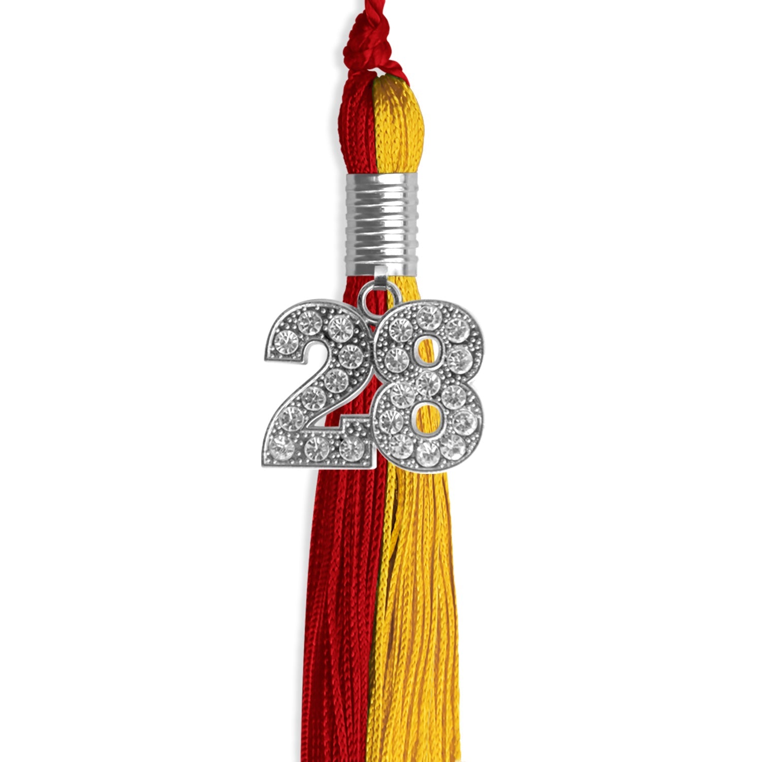 Red/Gold Graduation Tassel with Silver Date Drop - Endea Graduation