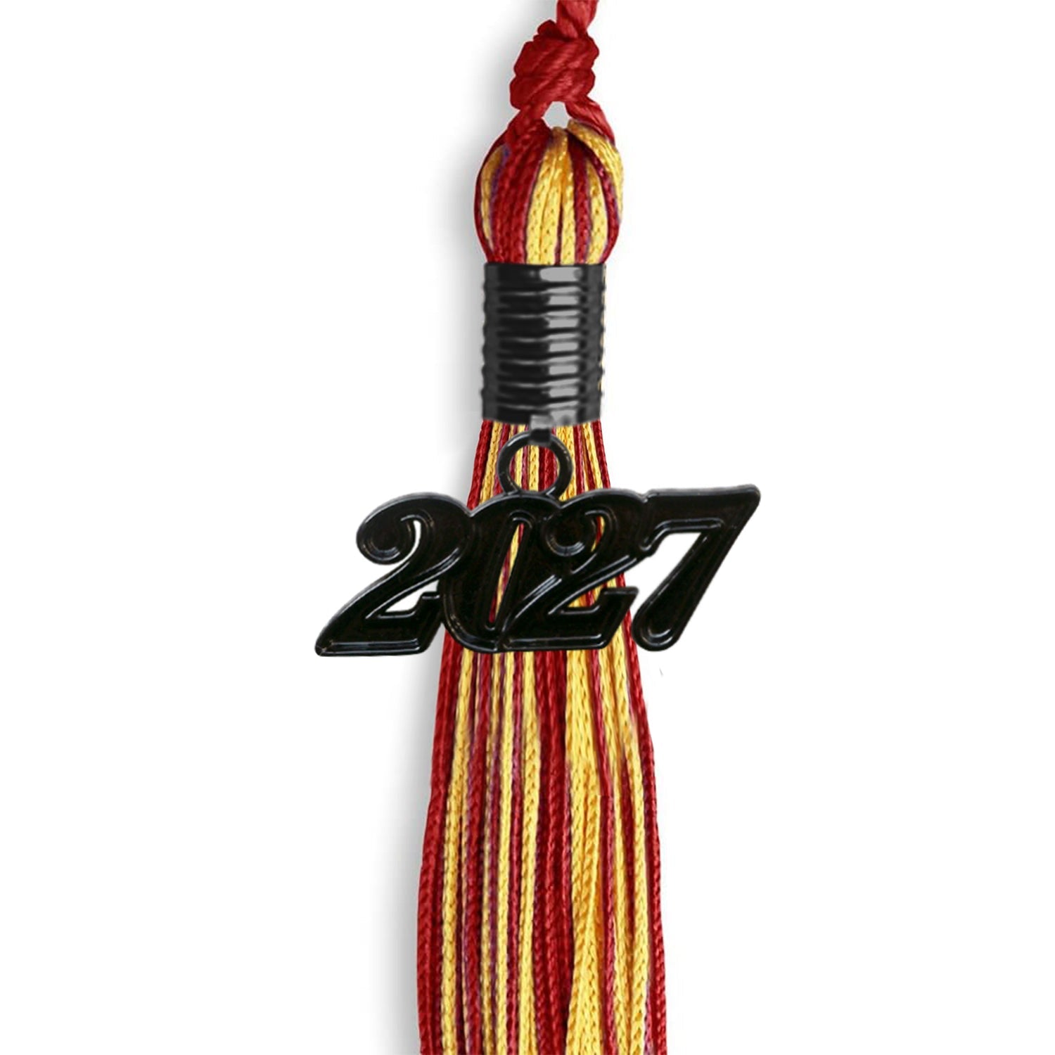 Red/Gold Mixed Color Graduation Tassel with Black Date Drop - Endea Graduation