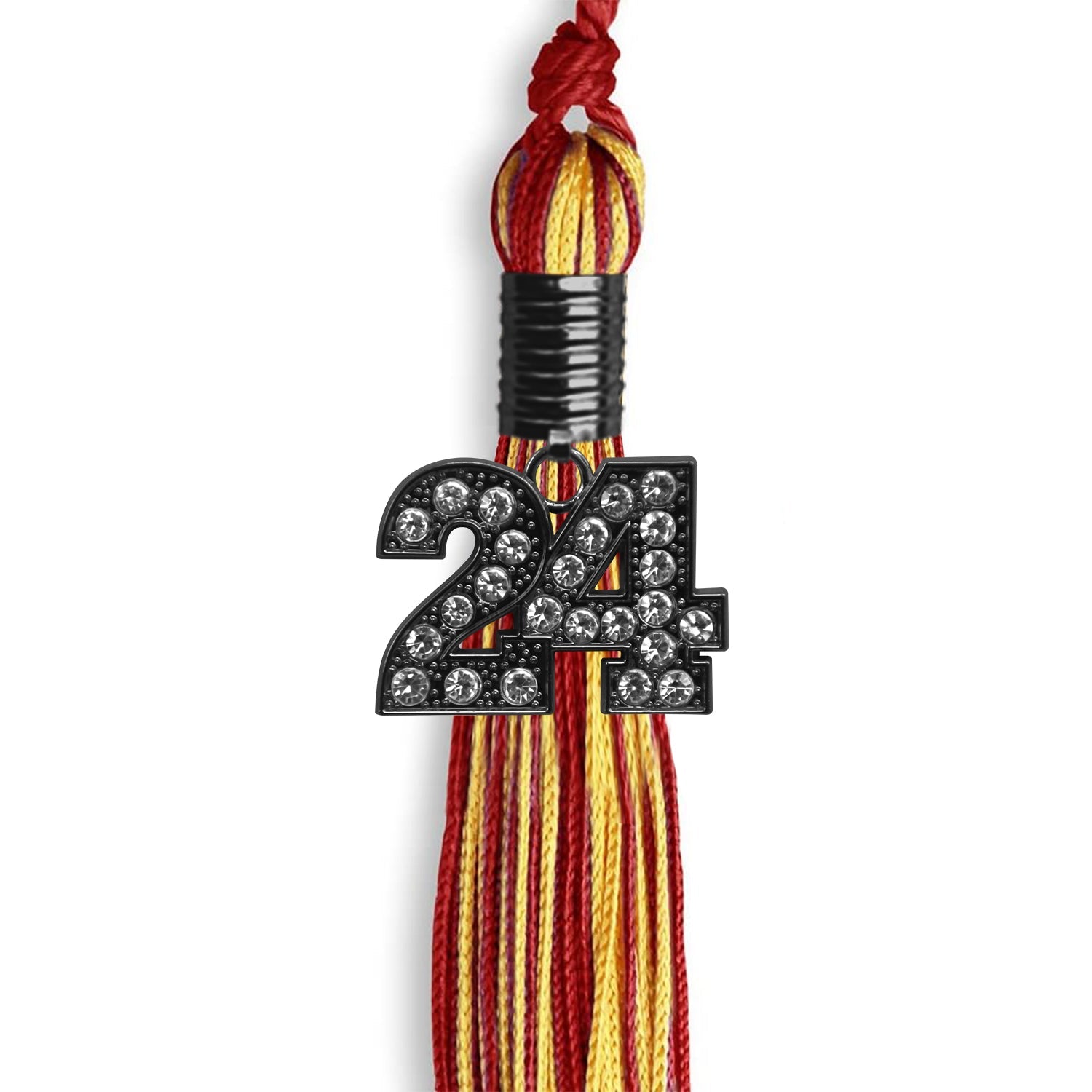 Red/Gold Mixed Color Graduation Tassel with Black Date Drop - Endea Graduation