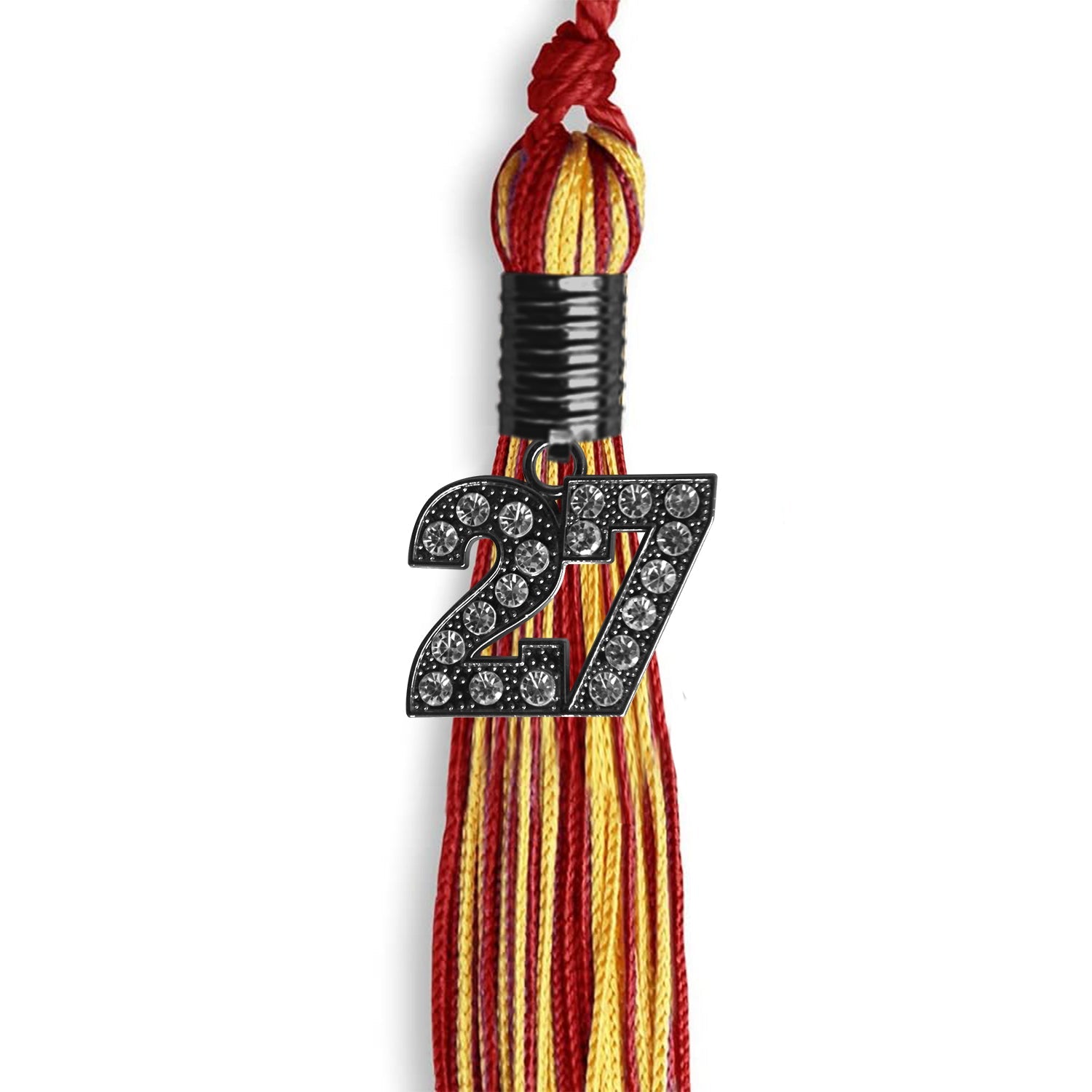 Red/Gold Mixed Color Graduation Tassel with Black Date Drop - Endea Graduation