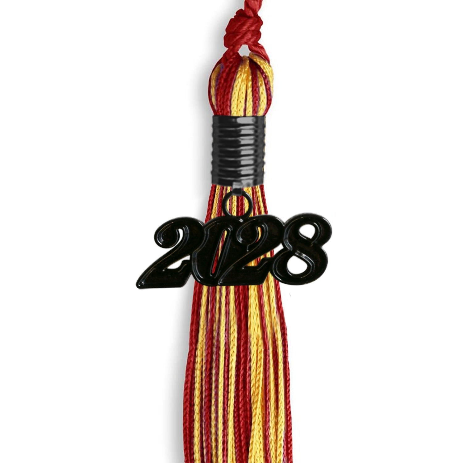 Red/Gold Mixed Color Graduation Tassel with Black Date Drop - Endea Graduation