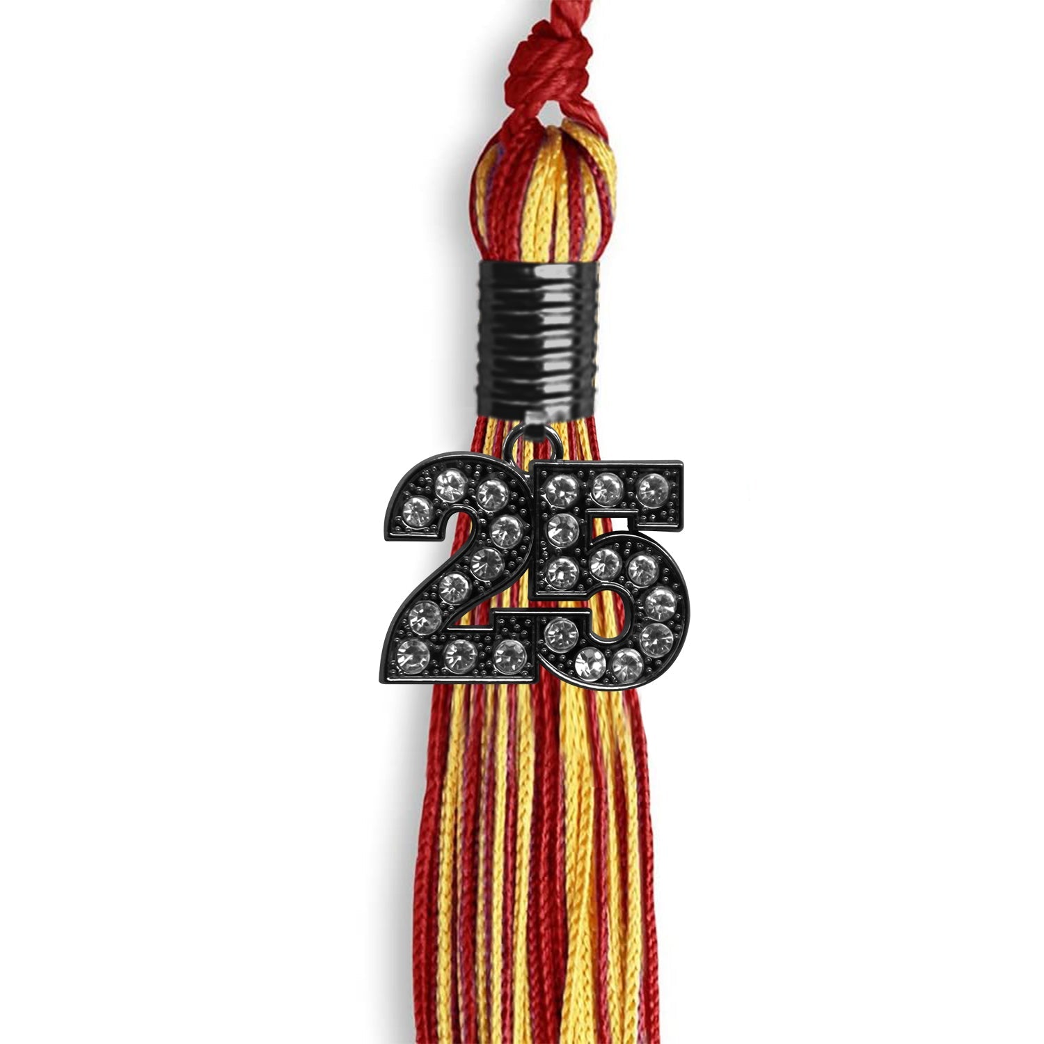 Red/Gold Mixed Color Graduation Tassel with Black Date Drop - Endea Graduation