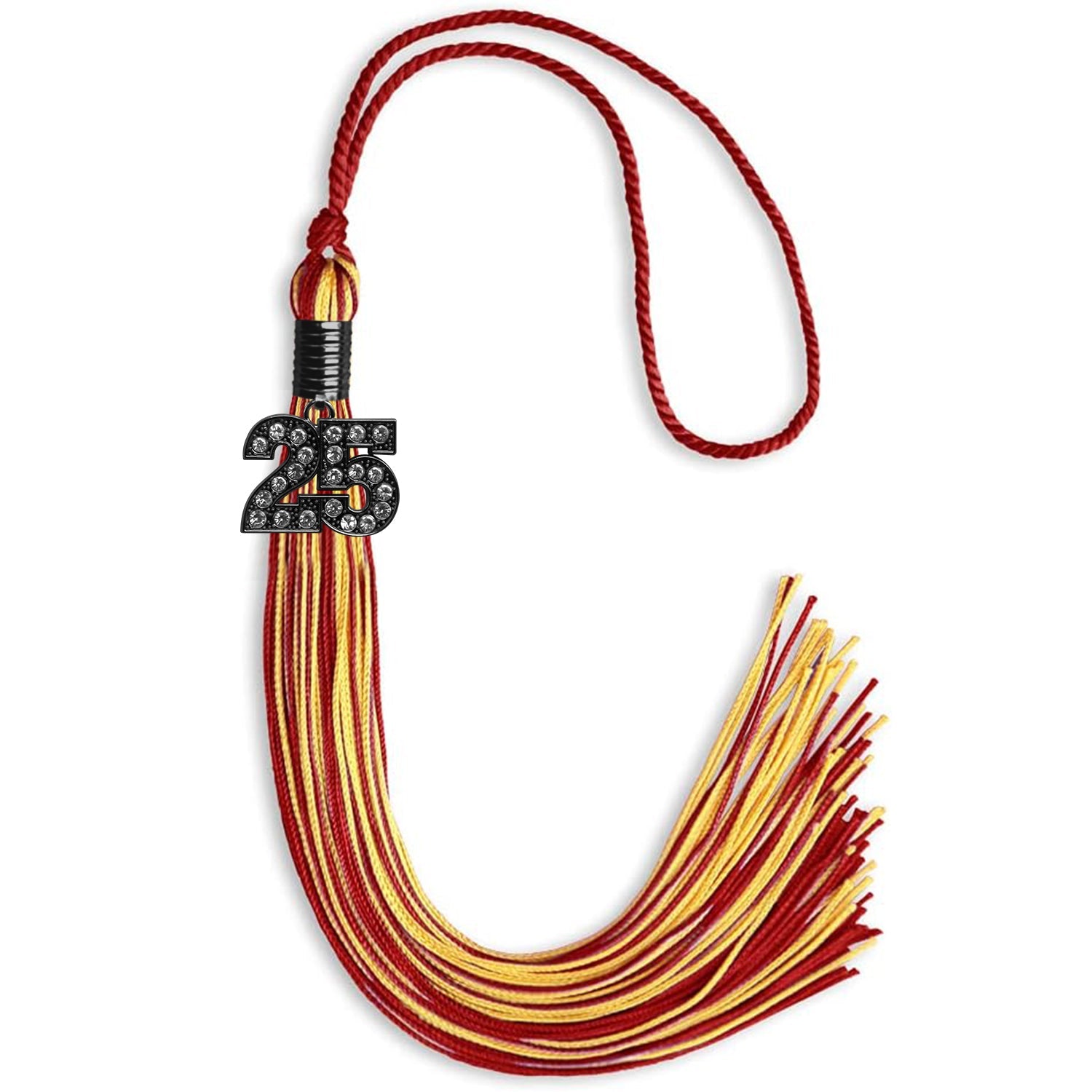 Red/Gold Mixed Color Graduation Tassel with Black Date Drop - Endea Graduation